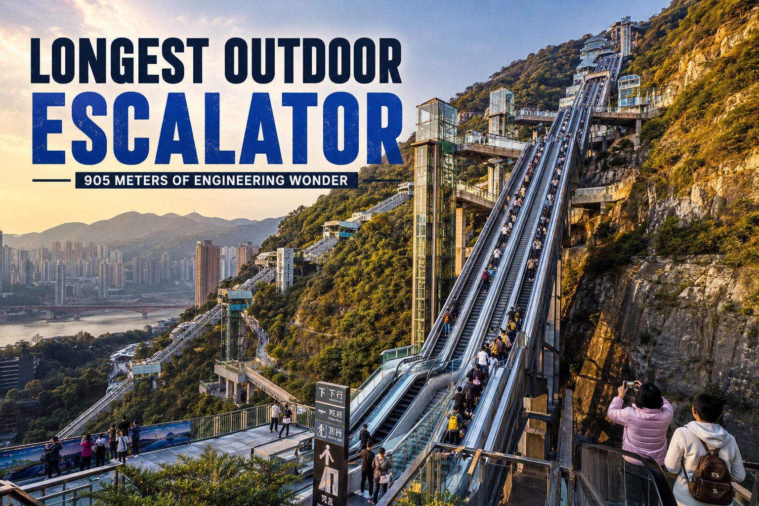 China’s 905-Meter Outdoor Escalator: The Engineering Marvel Transforming Urban Mobility