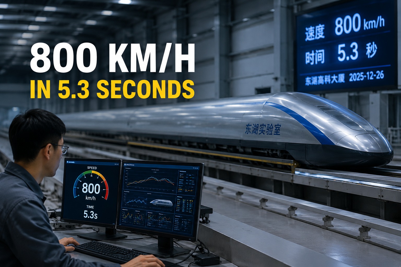 China’s Maglev Breakthrough: Experimental Train Reaches 800 km/h in Just 5.3 Seconds